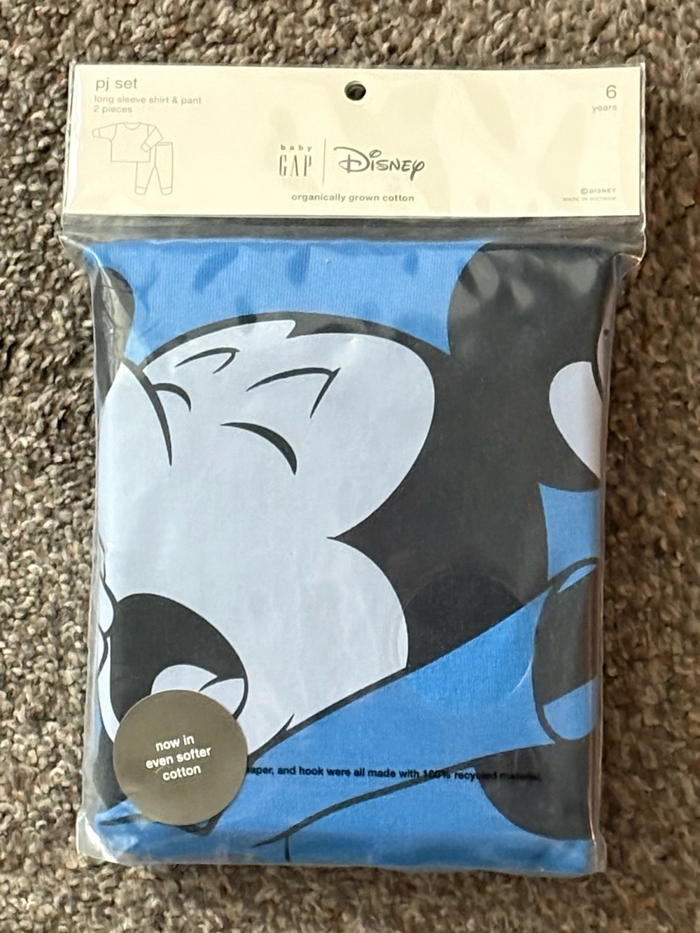 GAP Disney Blue Mickey Mouse PAJAMAS PJ Set Long Sleeve Pants 6 SIX Years NEW